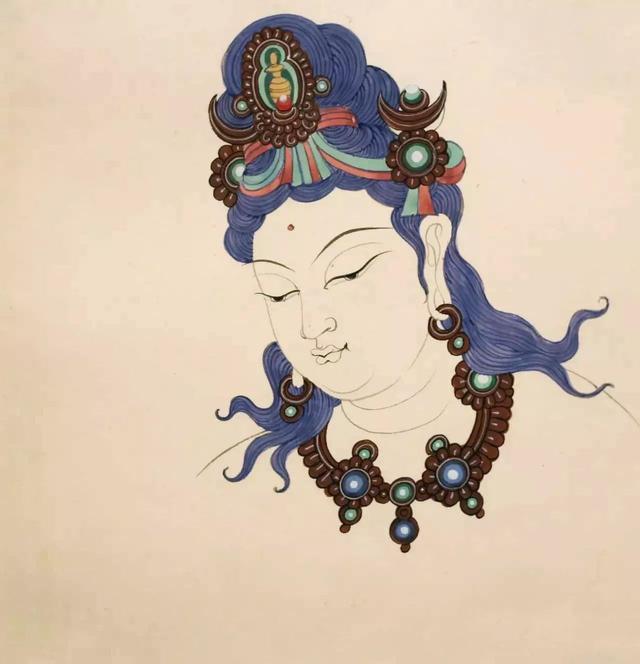 常沙娜敦煌壁画临摹作品分享头饰纹饰系列