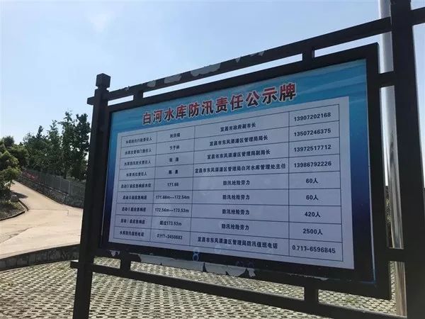 白河水庫防汛責任公示牌走進當陽市白河水庫管理處,記者看到,門口