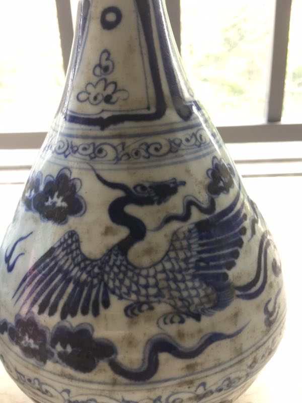 民国精品民仿元青花龙凤纹玉壶春一对