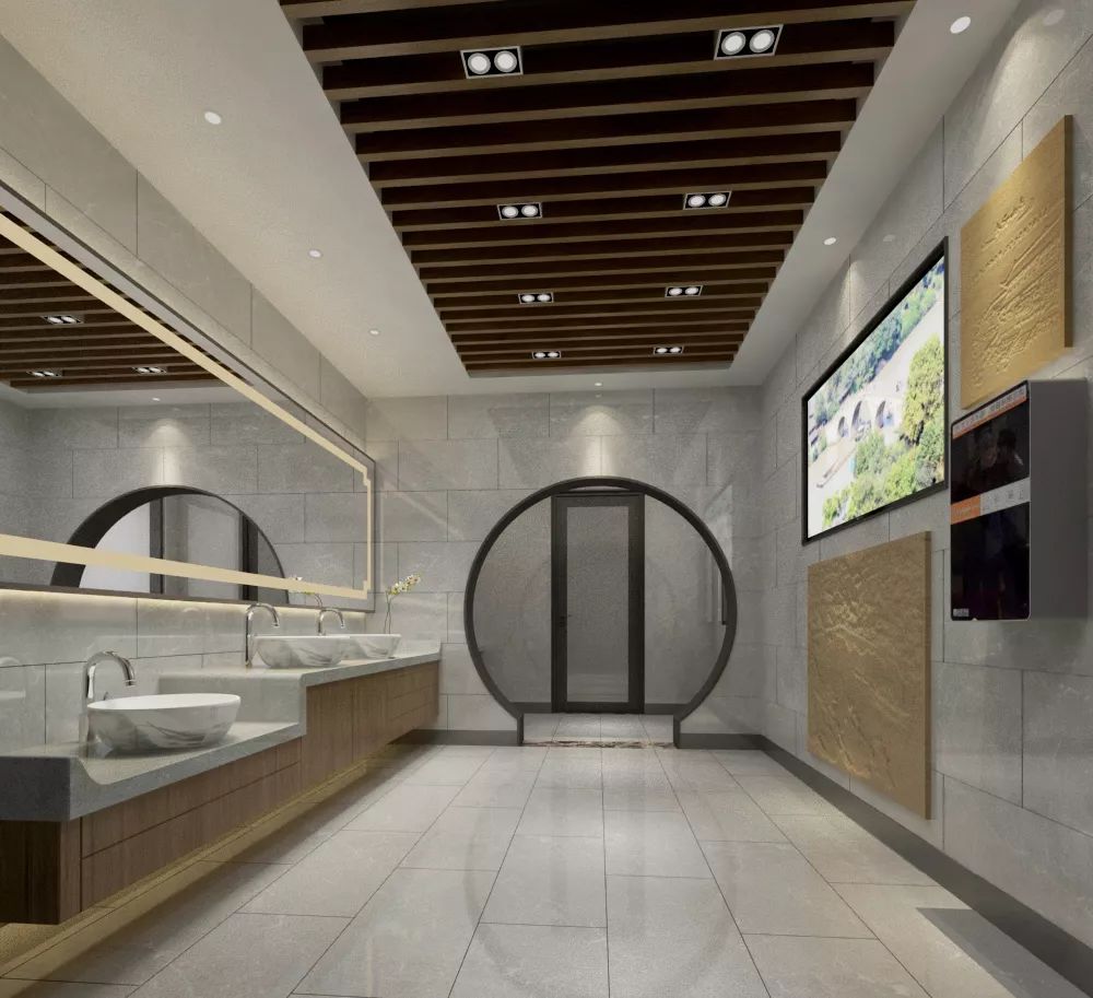 公厕内部,除按照规范要求设置厕位,便斗,风扇,洗手盆等设施外,还创新