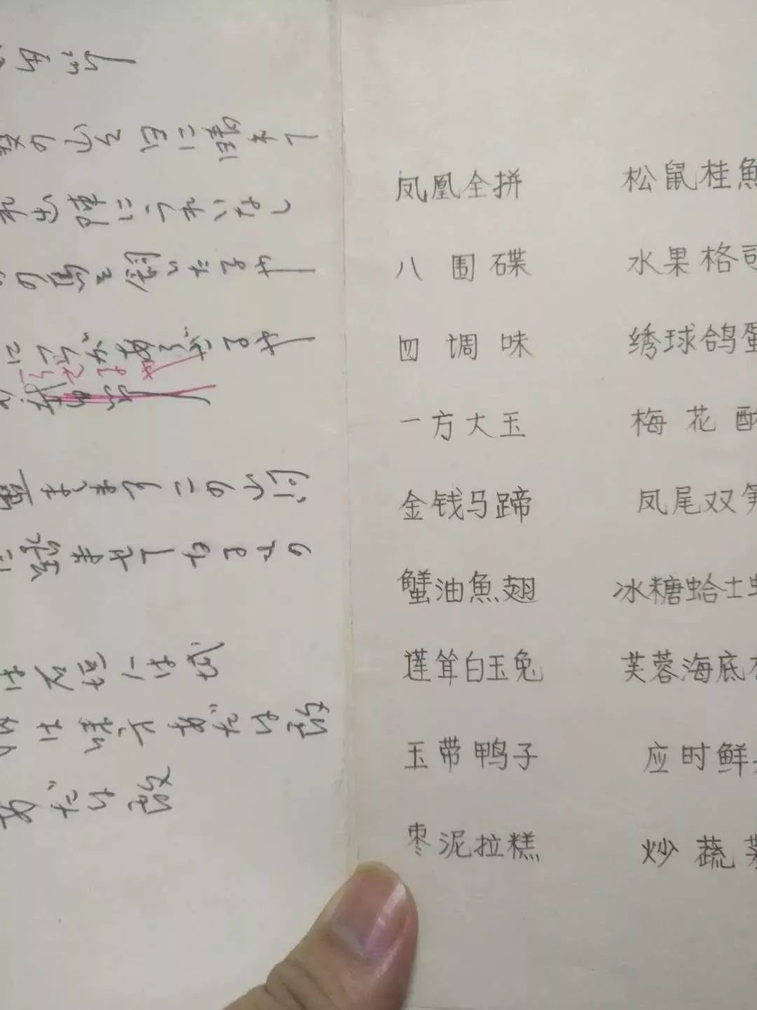 我收藏的一份一泉饭店80年代的菜单,上面除了有接待日本游客的菜谱