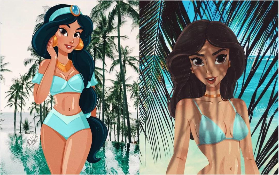 拥有精致五官的茉莉公主,穿上比基尼露出了川字腹肌,随便拍都能出大片