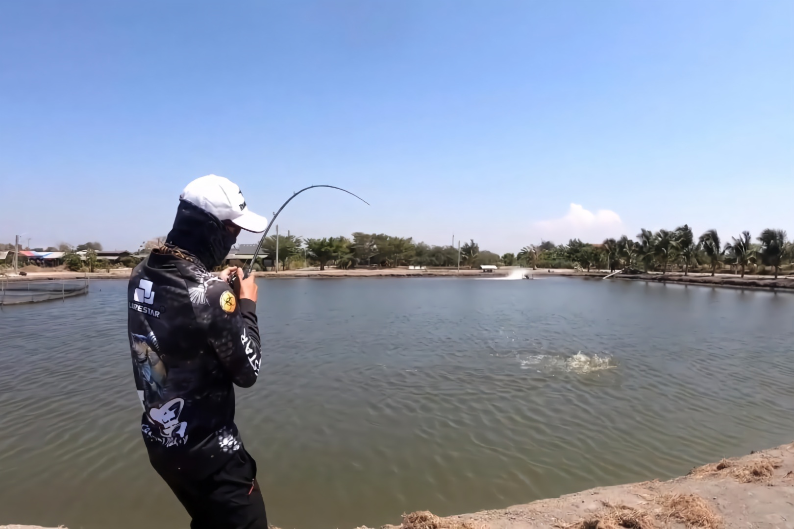 大力抽竿,鱼嘴疼痛,跃出水面,一跳老高啊!