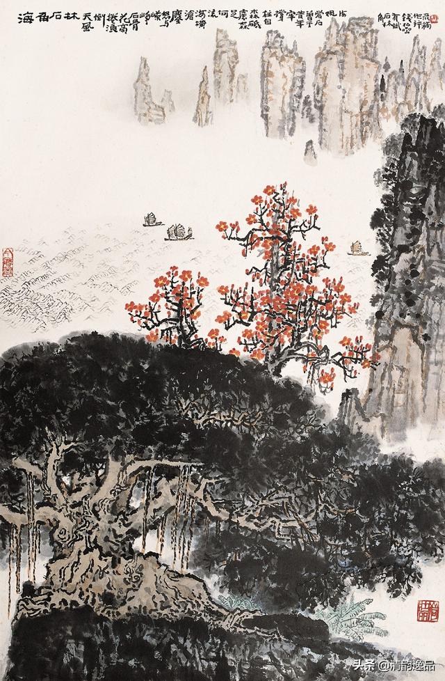 波澜壮阔的钱松喦山水画作品欣赏