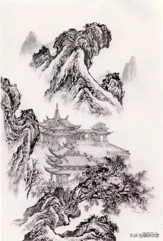 亭台楼阁白描画稿分享学到了