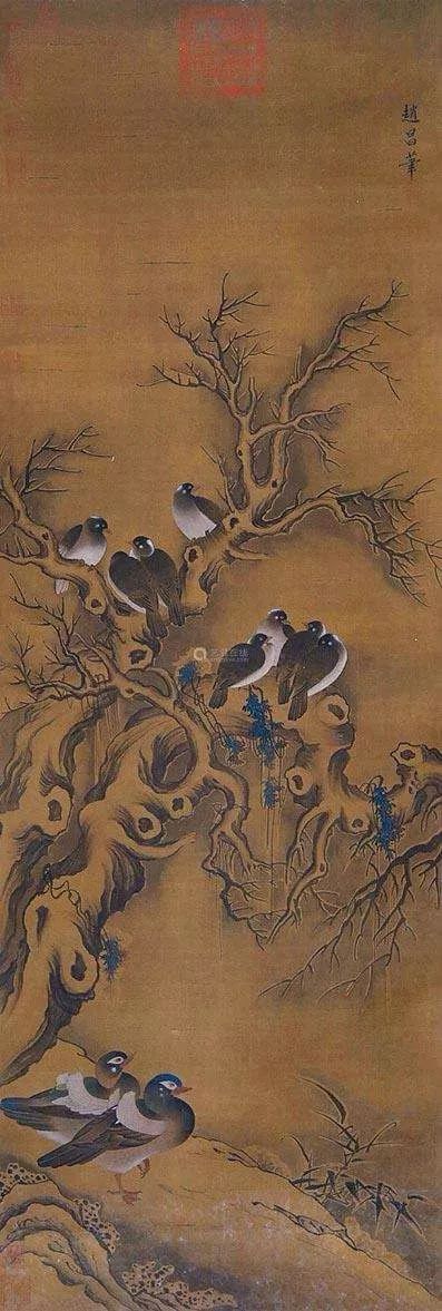 厚彩重色明艳千年赵昌花鸟