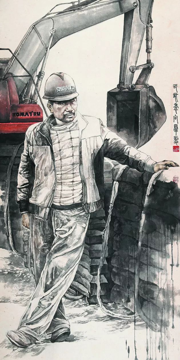 引江济巢,工人劳动间隙国画 许向群"崔光武的《科学岛印象》《中国声