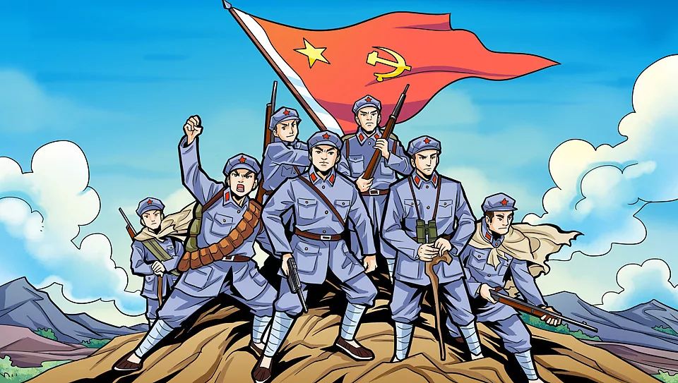 红军长征漫画简易图图片