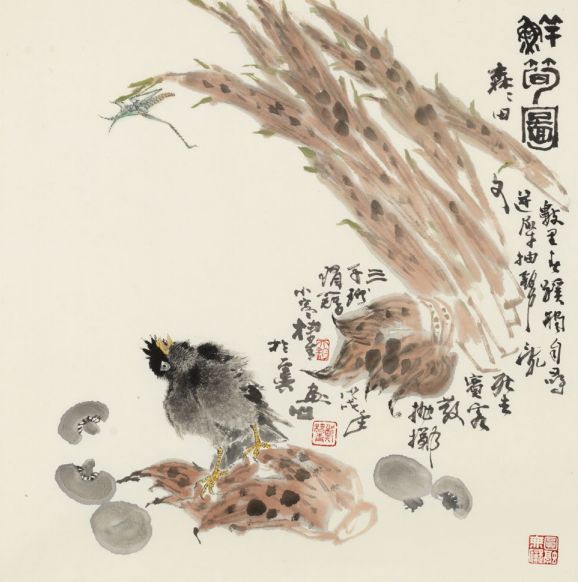 作品绿荫136×68cm灵动碧溪艺术大讲堂花鸟画主题讲座郑棣青他精于