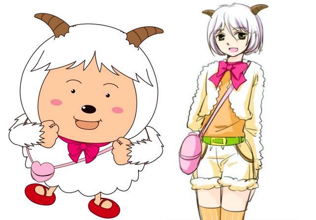 村长慢羊羊左国漫风格,右日漫风格美羊羊左国漫风格,右日漫风格懒羊羊