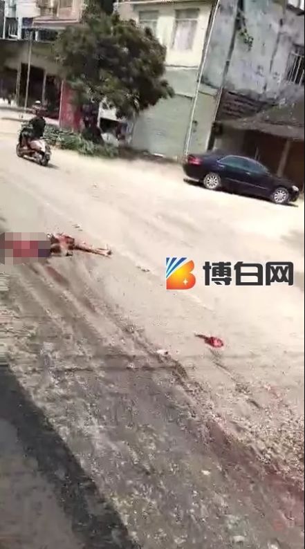 一老人被碾血肉模糊事发博白学田路口附近