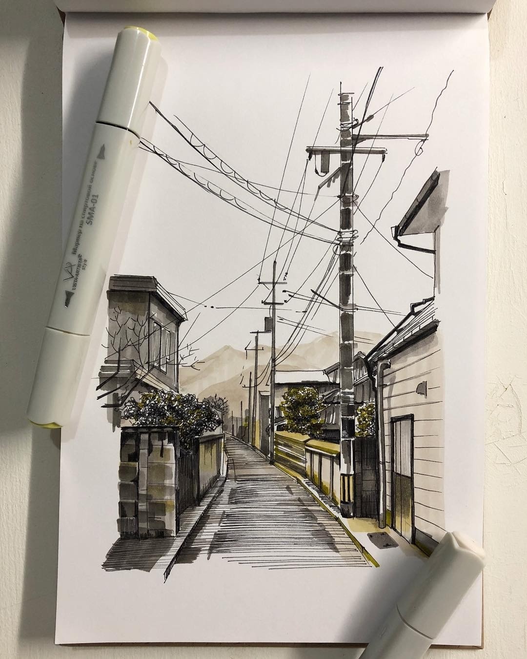 外出旅行时碰到的风景古镇皆可入画马克笔记录下来的速写一样可以很