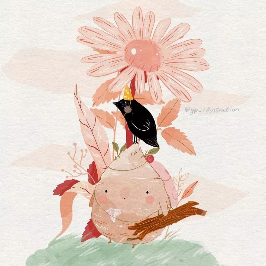 不一样的数码插画暖心少女风超可爱超治愈的哟