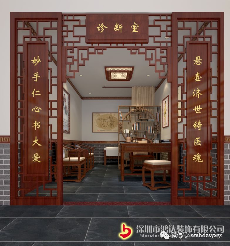 以烫金隶书雕刻"妙手仁心书写大爱,悬壶济世铸医魂"等对联,彰显医者