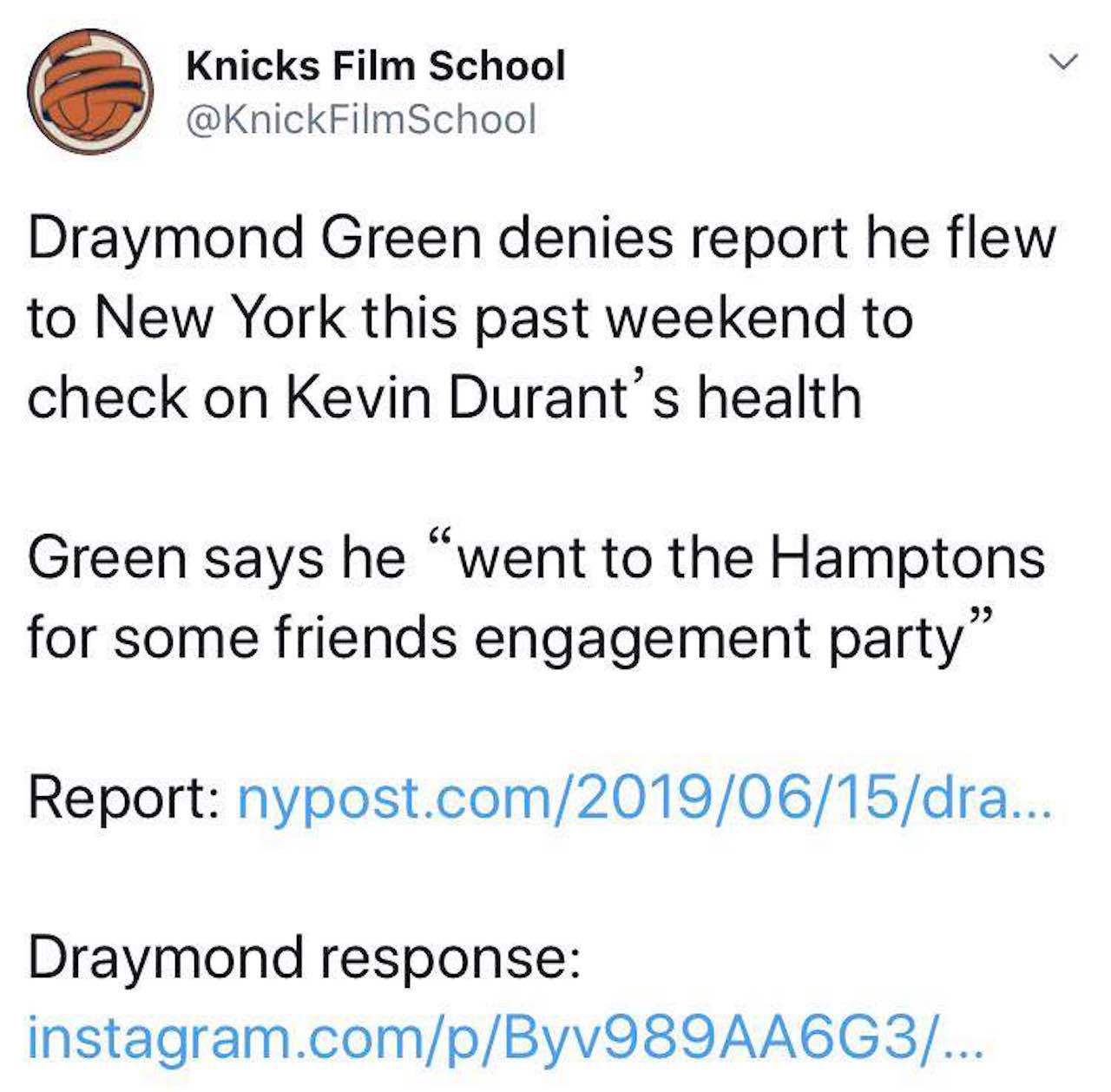 飞往纽约探望杜兰特追梦格林当面澄清我就是去参加朋友的派对