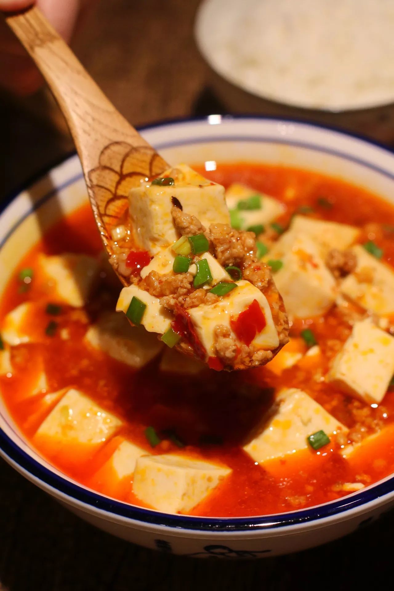 麻婆豆腐肉末拌饭菜非常好吃