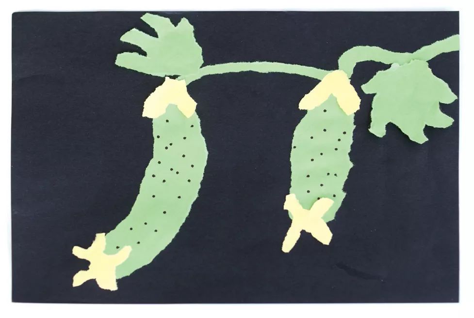 【实用课堂】  创意手撕画——轻松变黄瓜