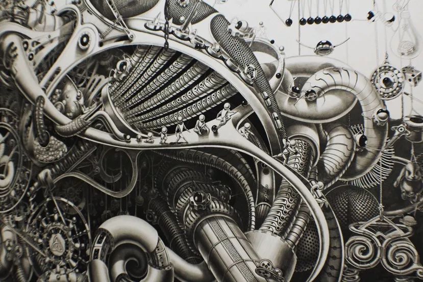 的素描功底下他只需用勾线墨水再结合针管笔就能获得惊人的效果不管是