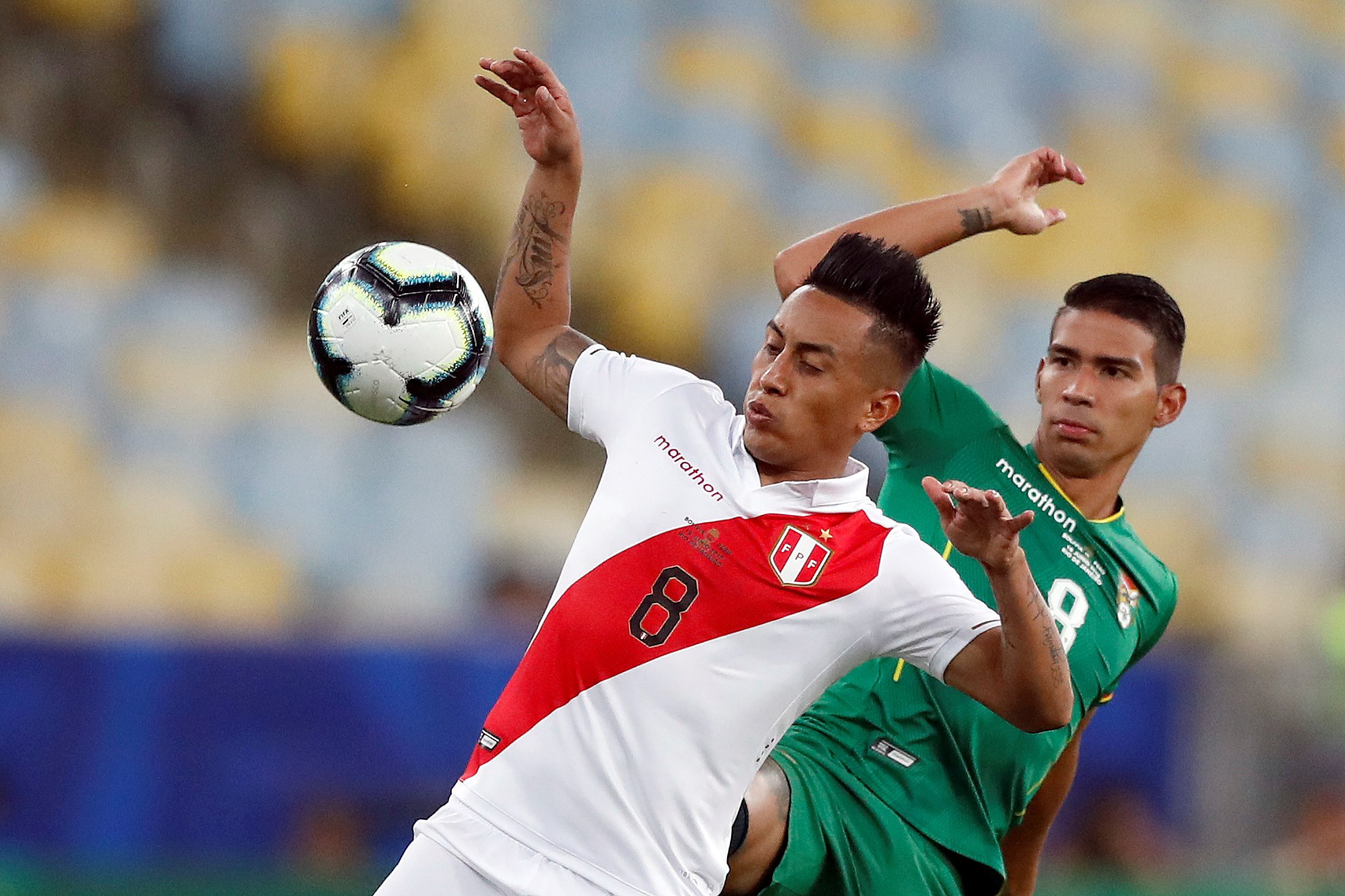 当日,在巴西里约热内卢进行的2019年美洲杯足球赛小组赛a组的比赛中