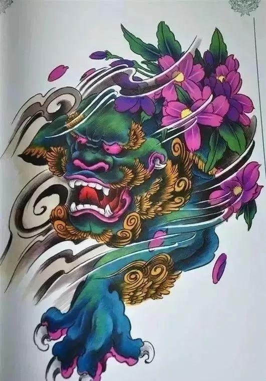 我是雕刻师素描手稿唐狮纹身雕刻素材67