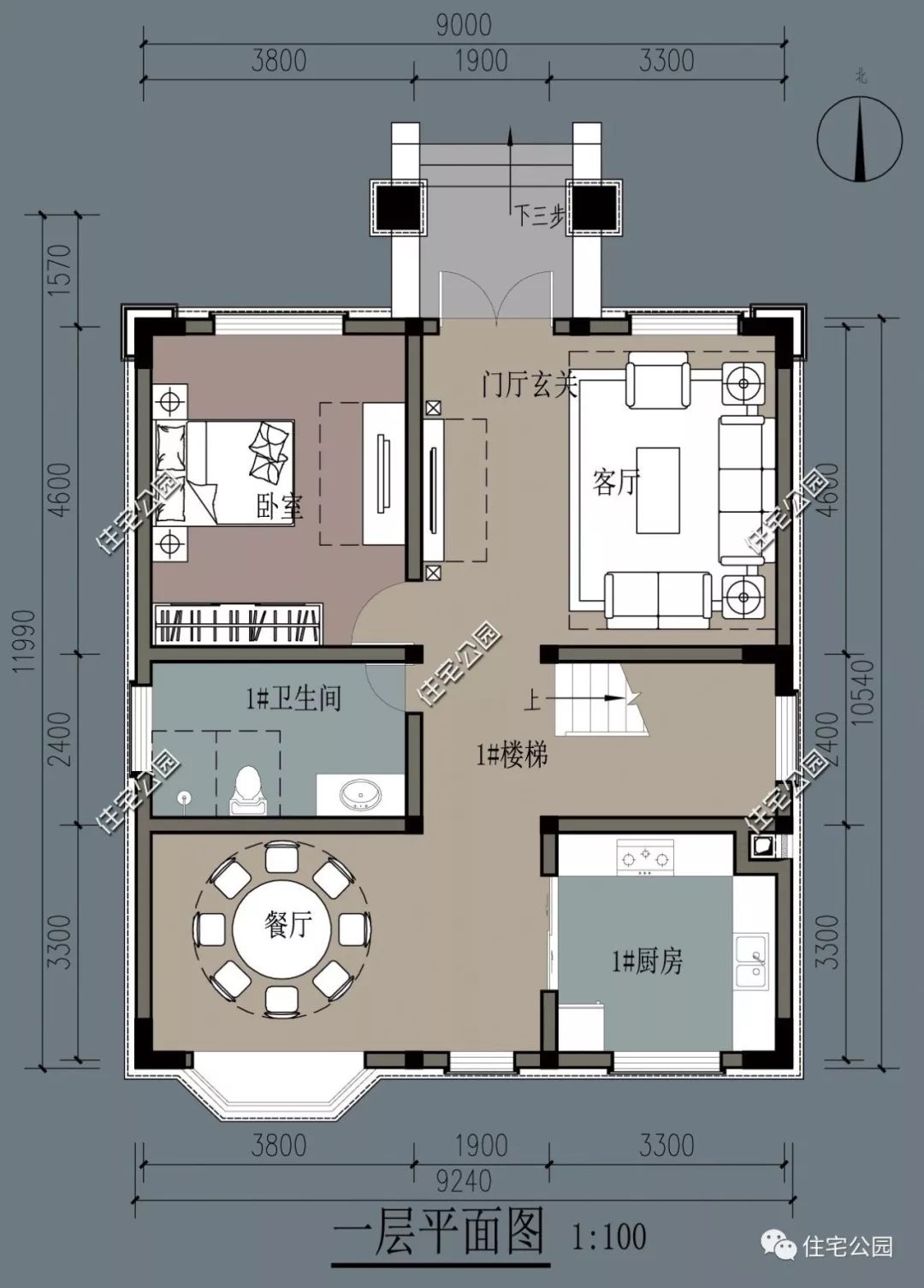 9×11米占地百平三层简欧户型,小宅地的理想选择_设计