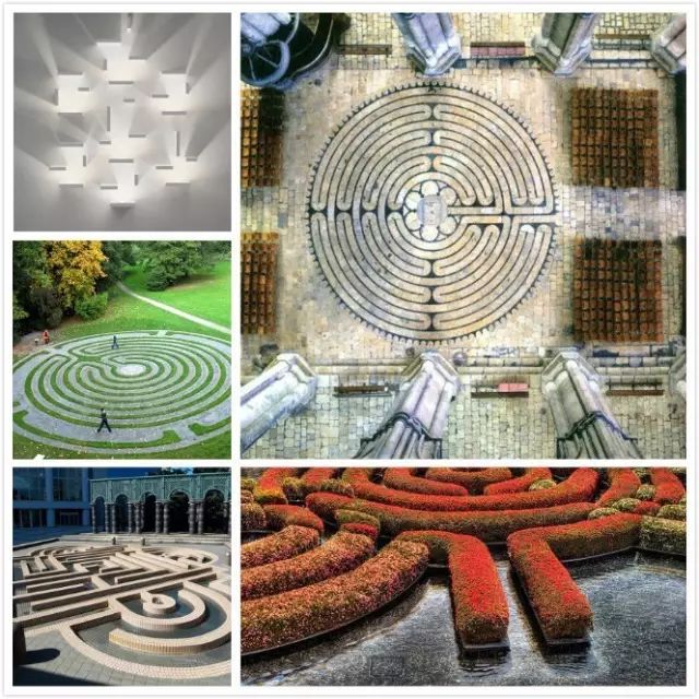 草坪除了使用绿篱,当然形成迷宫的手法还有很多比如常用的绿篱迷宫