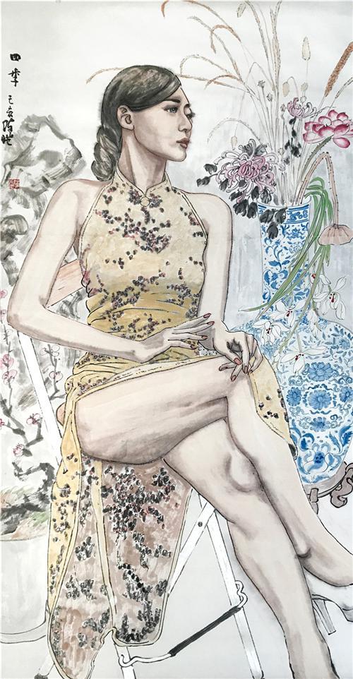 身姿曼妙丰盈圆润美院教授用现代水墨画出最美都市女郎