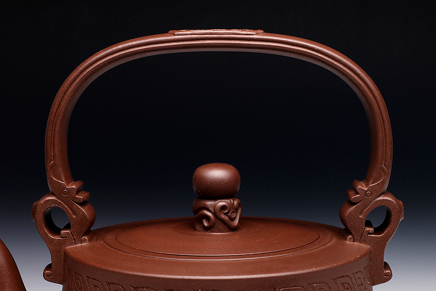 重器欣赏——顾景舟得意弟子·高海庚【双龙提梁】_紫砂