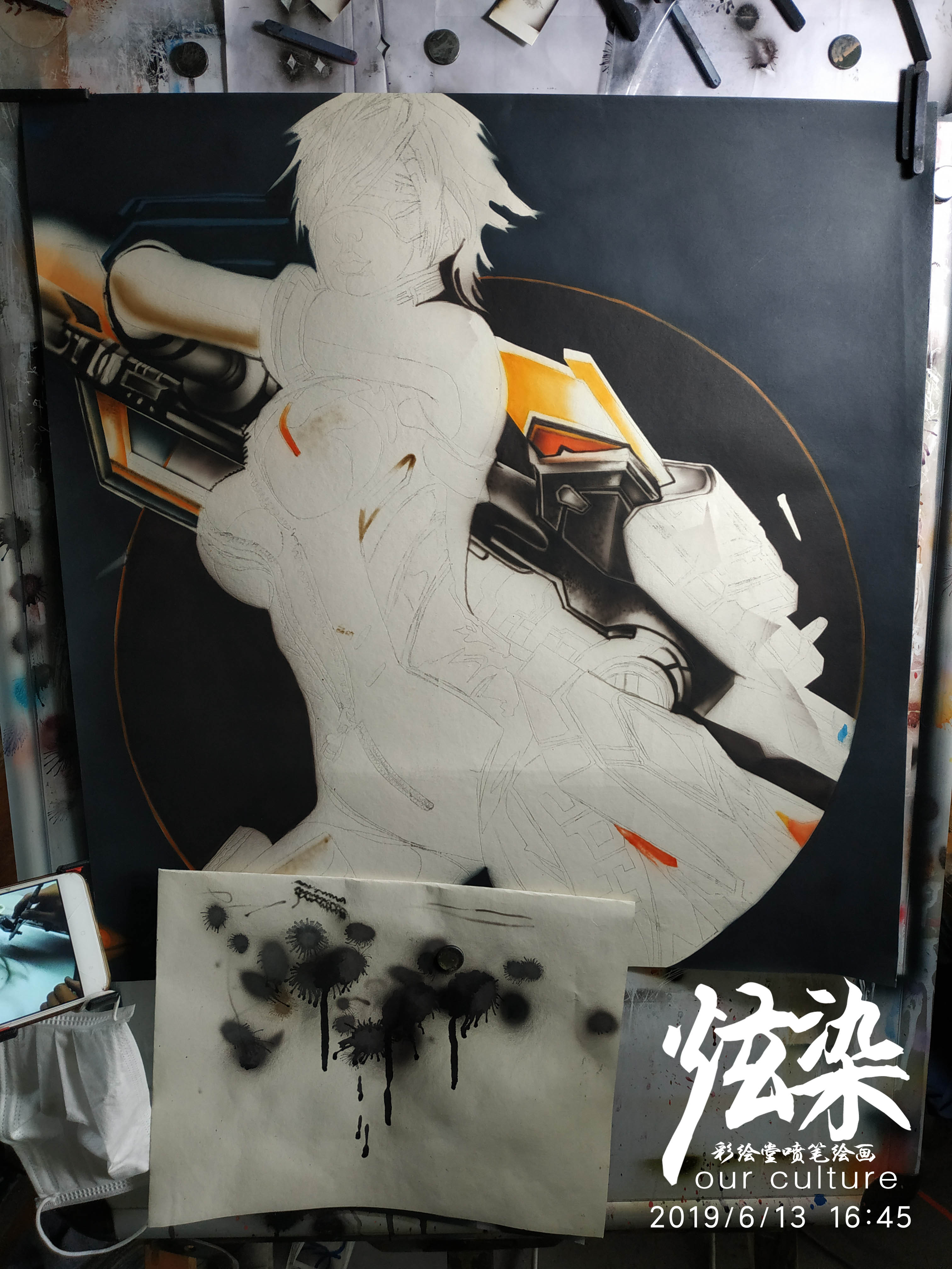 炫染彩绘堂杰哥喷笔彩绘教学学员小周日常练习作品