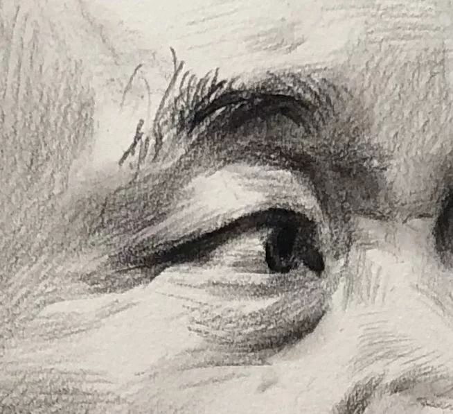 课堂回顾第二八一集朱传奇教你画光感强烈的男老年四分之三侧素描头像