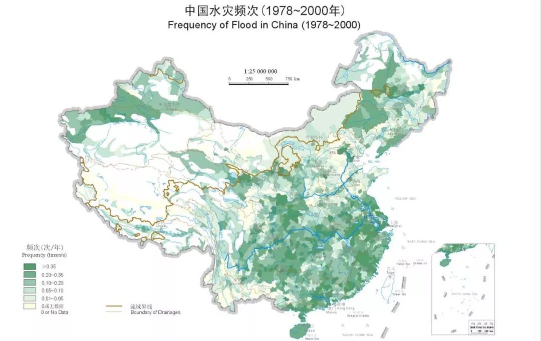 中國洪水大部分集中在5-9月,全國有40%的人口,35%的耕地一到夏天就