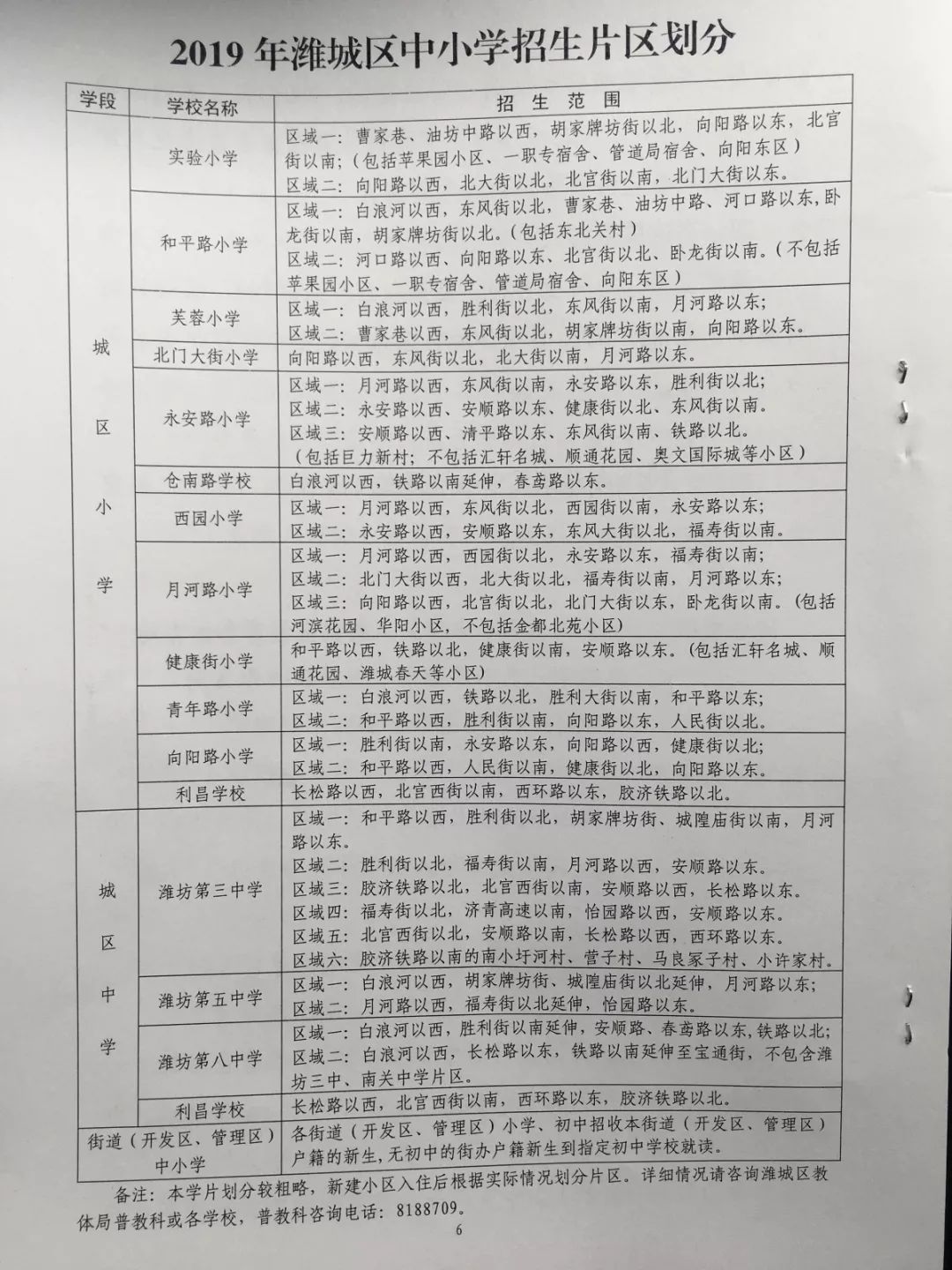 2019年潍坊中小学划片范围出炉涉及奎文潍城高新