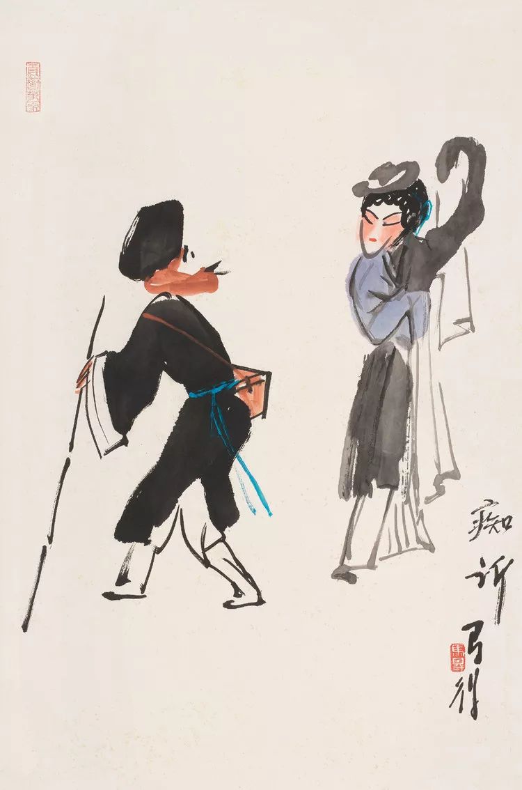 在舞台上,多半是两个人做戏,一人唱,另一人听,看戏的人,也是集中在一