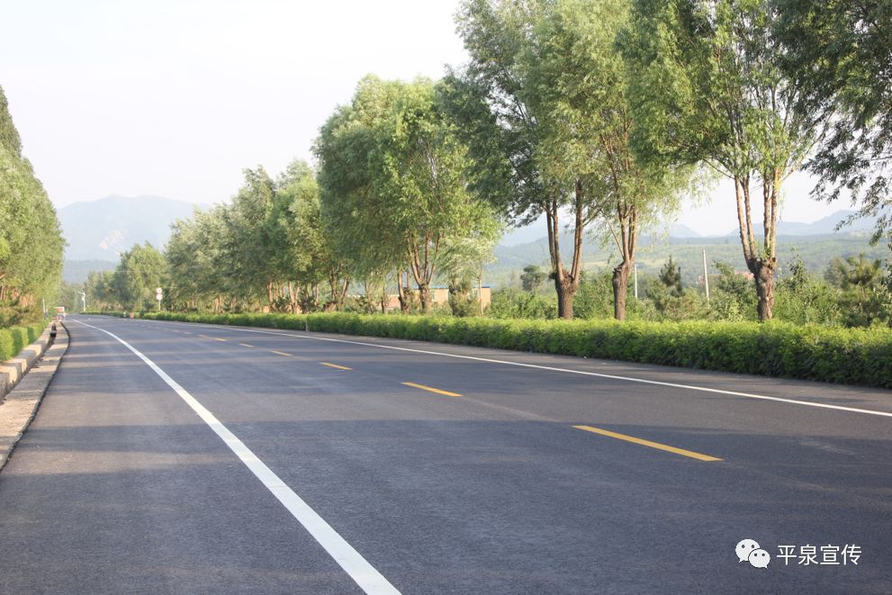 平泉市公路管理站对省道平青乐线进行绿化,美化,亮化,打造大绿量,多