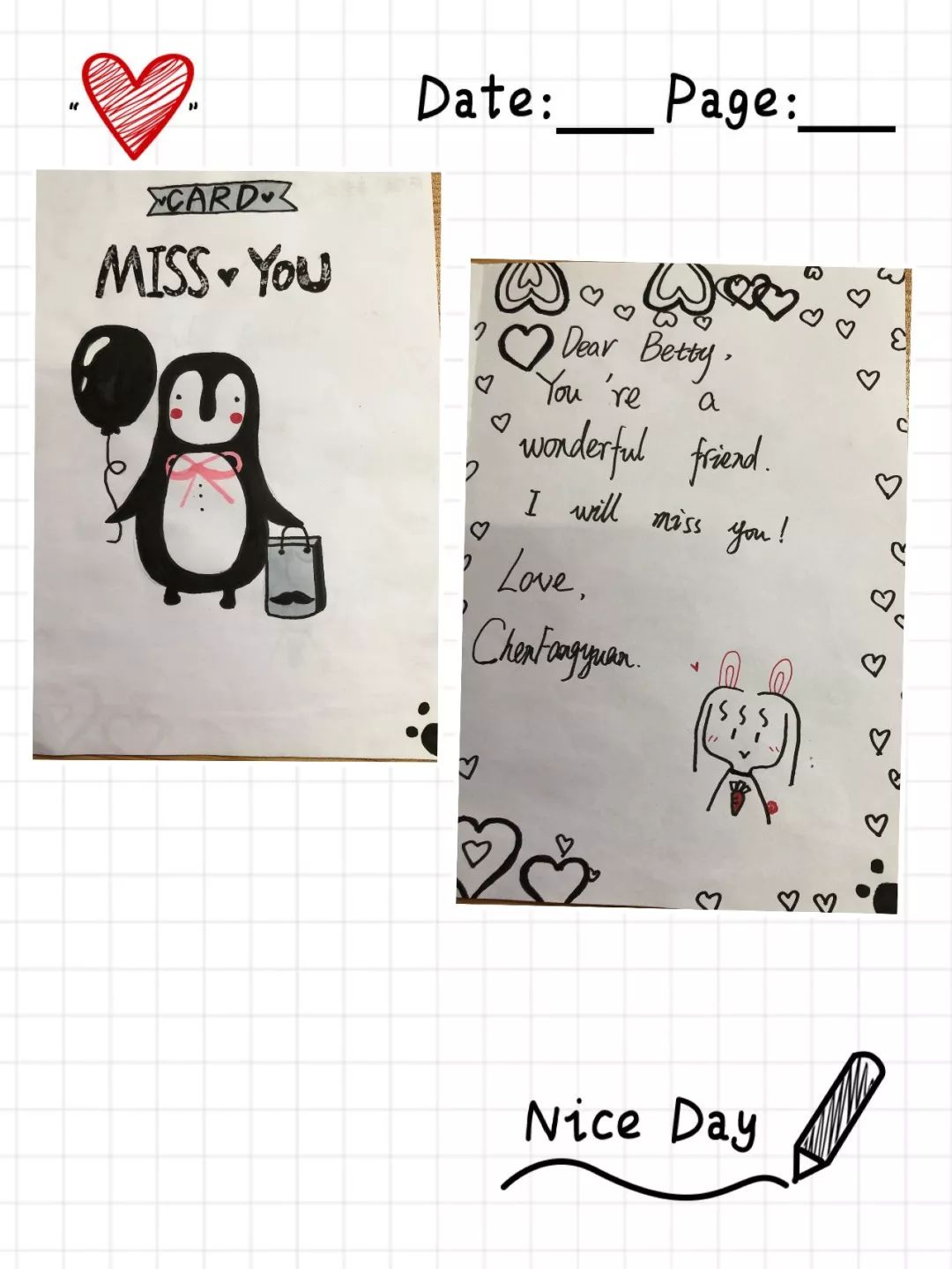 离别满思绪卡片寄深情桂林市穿山小学毕业课程之英文毕业赠言卡