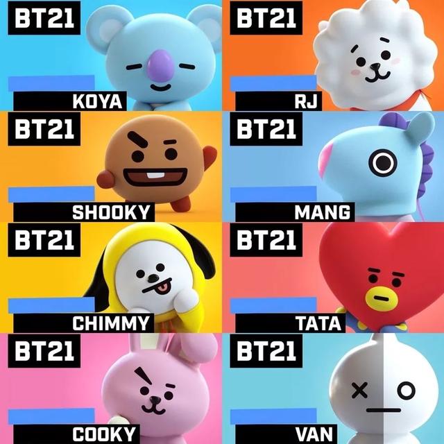 12种适合年轻人的颜色和图案为特色,全都印着bt21不同卡通人物在上面