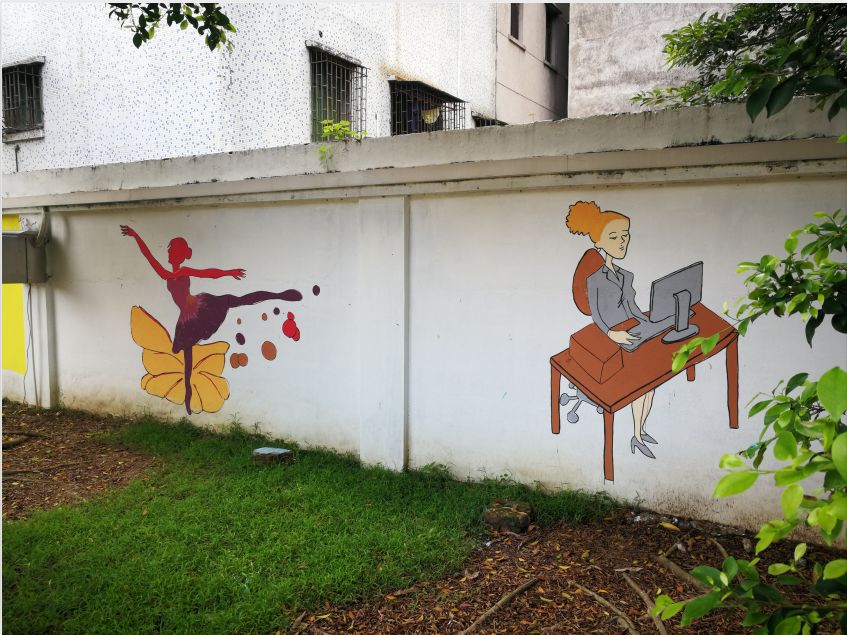 手绘墙画妆靓校园让学校里的每一面墙都会说话