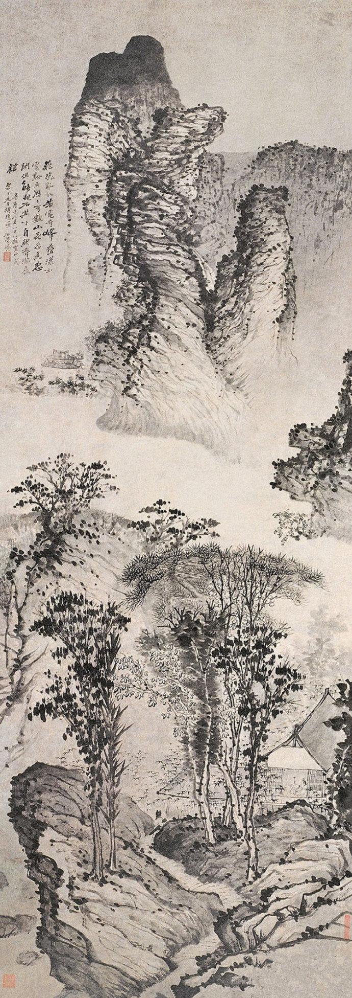 石鼓篆书第一人,文人画最后的高峰,吴昌硕山水画欣赏