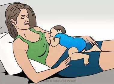 新生儿侧躺吃母乳图解图片