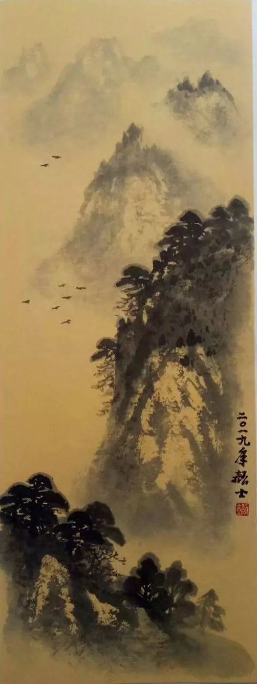 颜士水墨山水画如临仙境