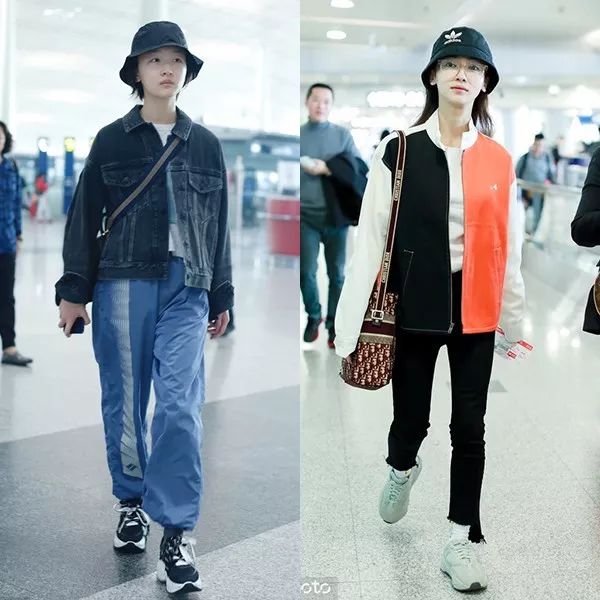 以往明星机场街拍时必备的棒球帽也式微了,几乎被渔夫帽霸屏.