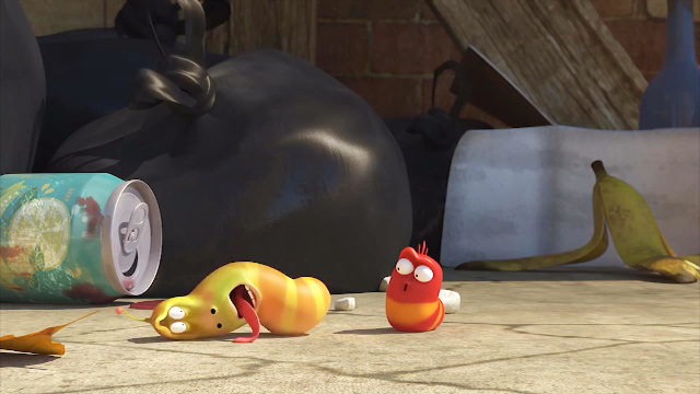 爆笑虫子红虫和黄虫互相挠痒痒玩,黄虫套上袋子,不想袋子漏气