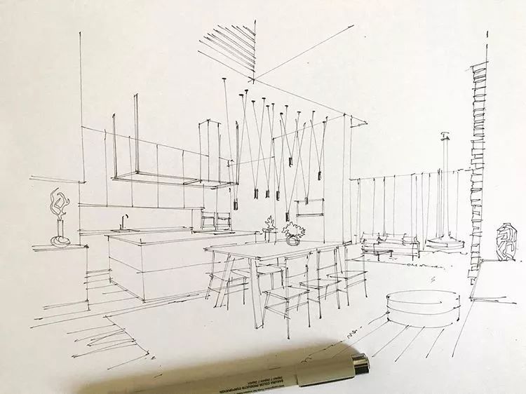 手繪室內空間線稿練習