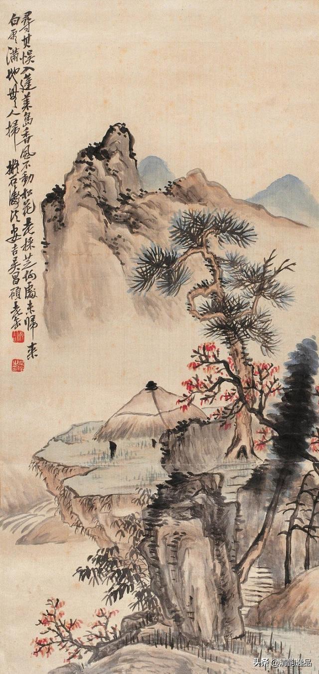 石鼓篆书第一人文人画最后的高峰吴昌硕山水画欣赏