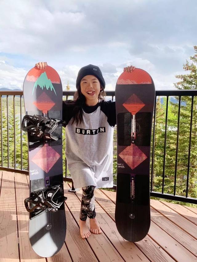 7岁的中国单板女孩儿patti和她独有的burton个人定制单板
