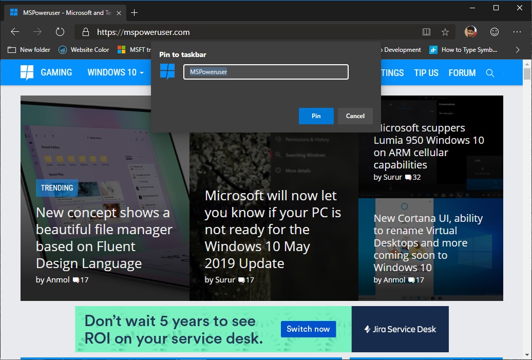 Chromium版Microsoft Edge现在可以将网站固定到任务栏