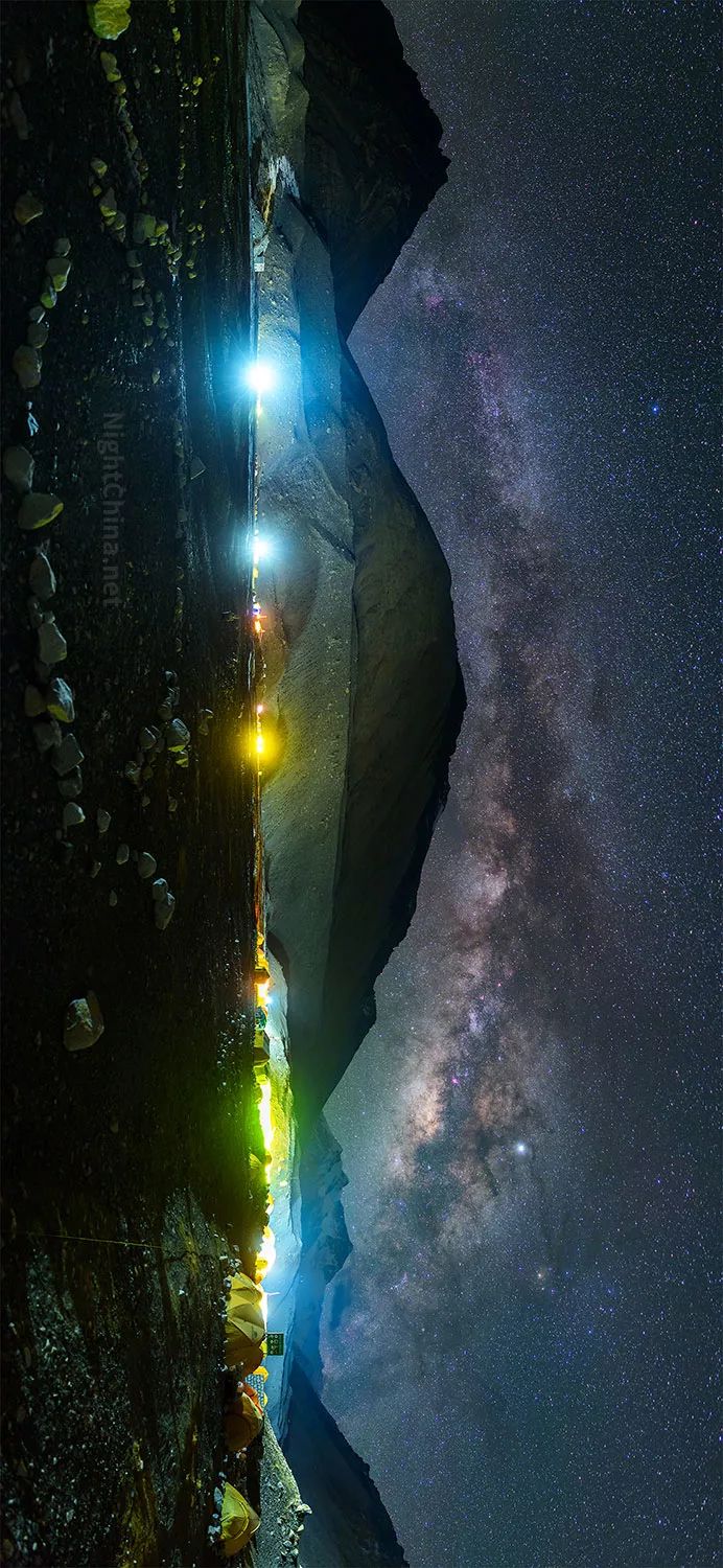 珠穆朗玛峰的登山季,c1大本营的灯火彻夜不眠 | 夜空中国_珠峰