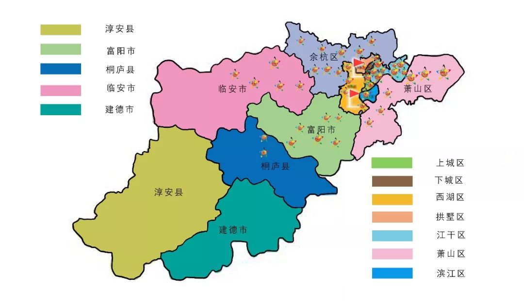 杭州各区地图分布图片