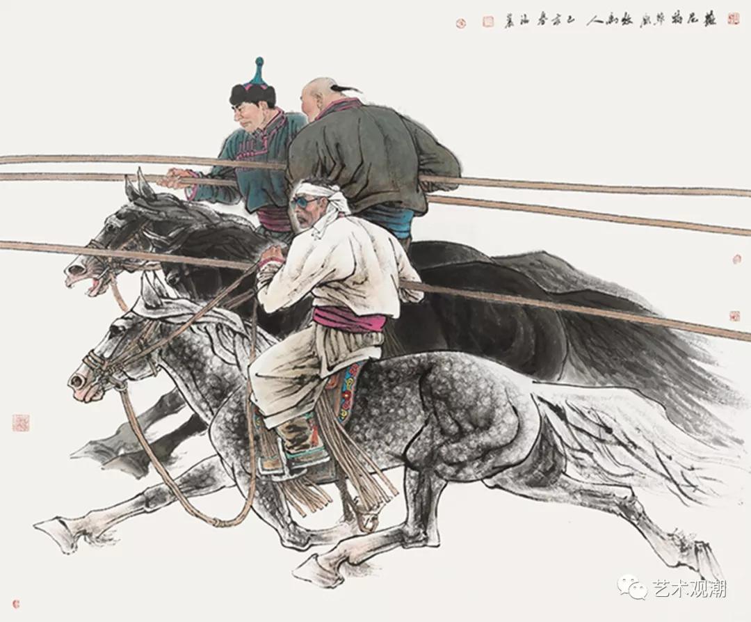 200×200cm李爱国(北京)《陪你一起看草原》中国画 / 176×98cm张立平