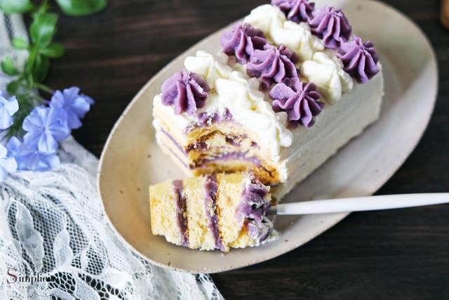 夏天吃这款蛋糕,一点都不过分,低脂芋泥紫薯蛋糕高颜值又美味